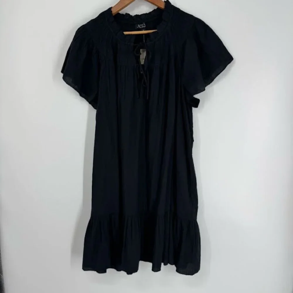 J.Crew Smocked Cotton Ruffle Sleeve Airy Gauze Babydoll Mini Dress Size XL NWT